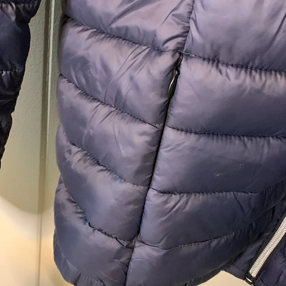 ZYIA Telluride Navy Stripe Puffy Coat Size Medium